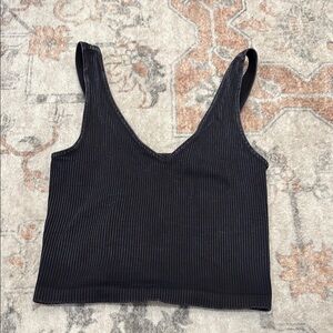 Black Ribbed Women's Top